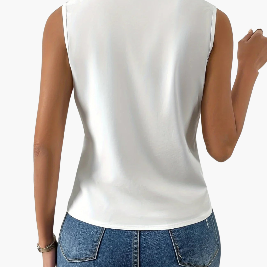 Ärmellose Wickelbluse mit Kragen für Damen