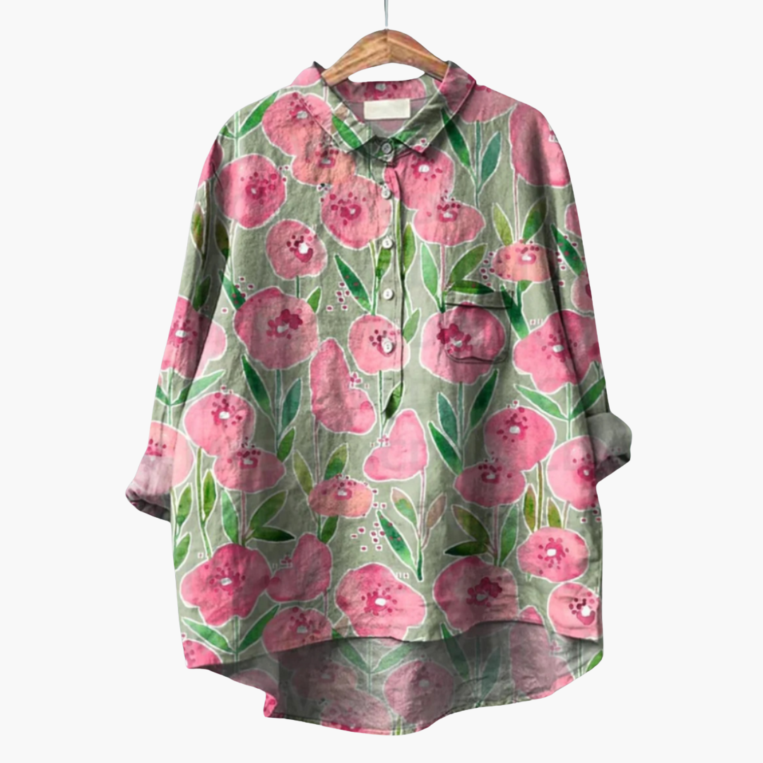 Handgefertigte Blumen Bluse für Damen