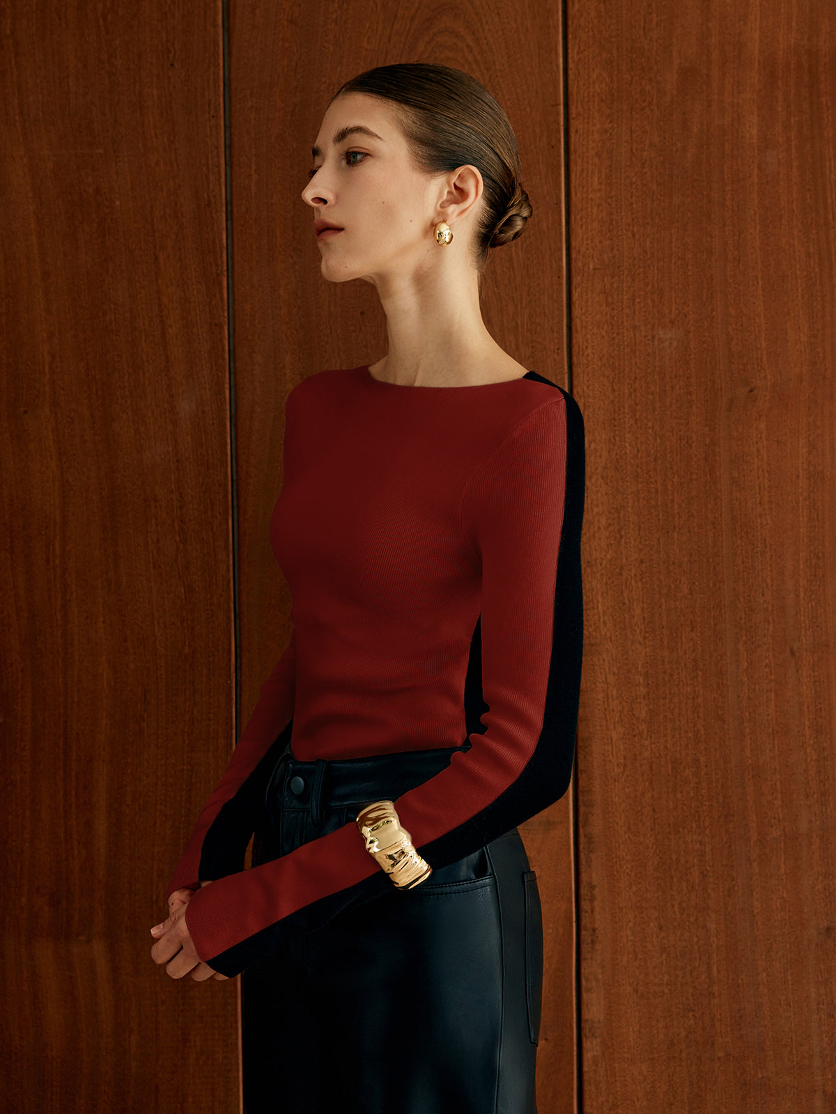 Farbblock Stricktop für Damen