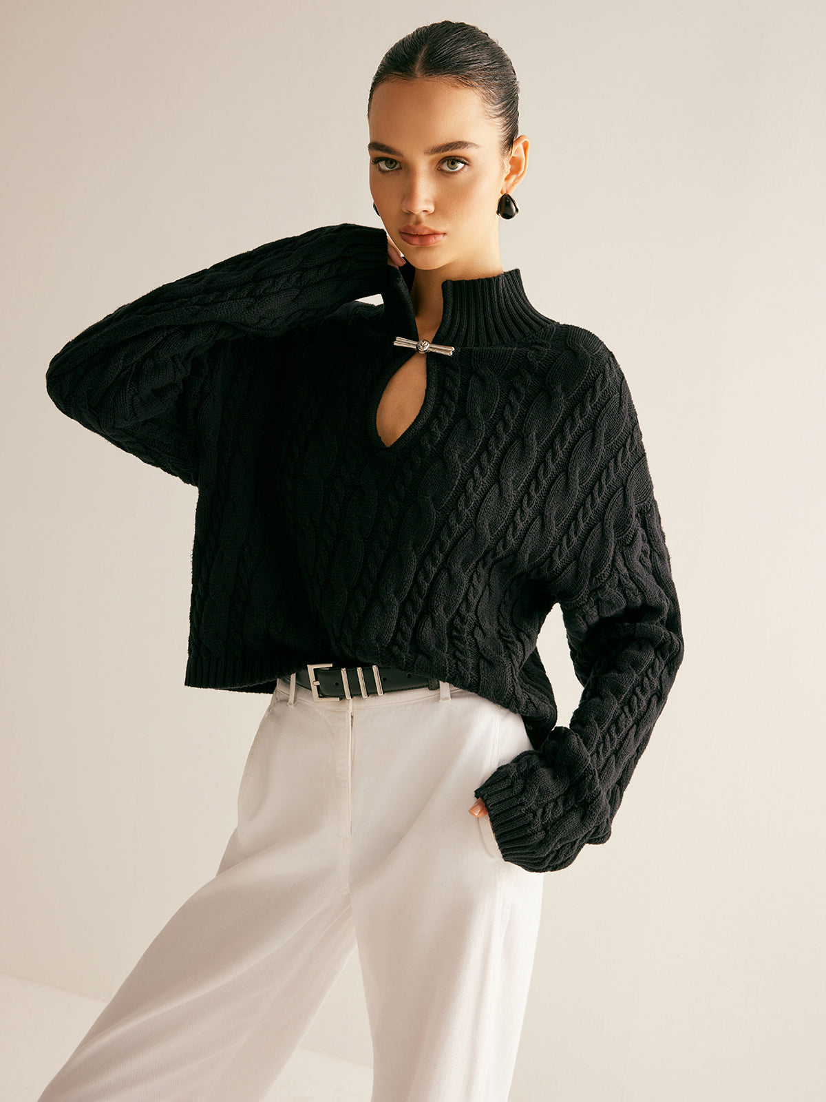 Zopfmuster Strickpullover für Damen