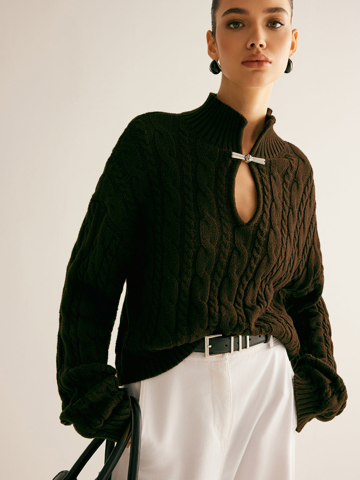 Zopfmuster Strickpullover für Damen