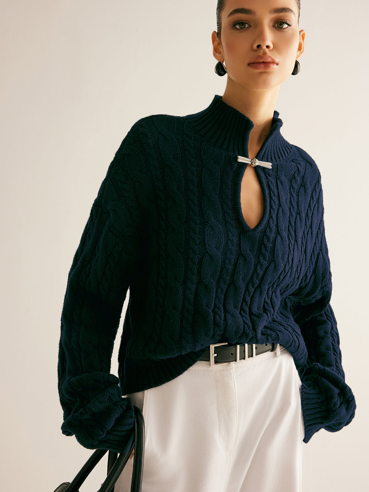 Zopfmuster Strickpullover für Damen