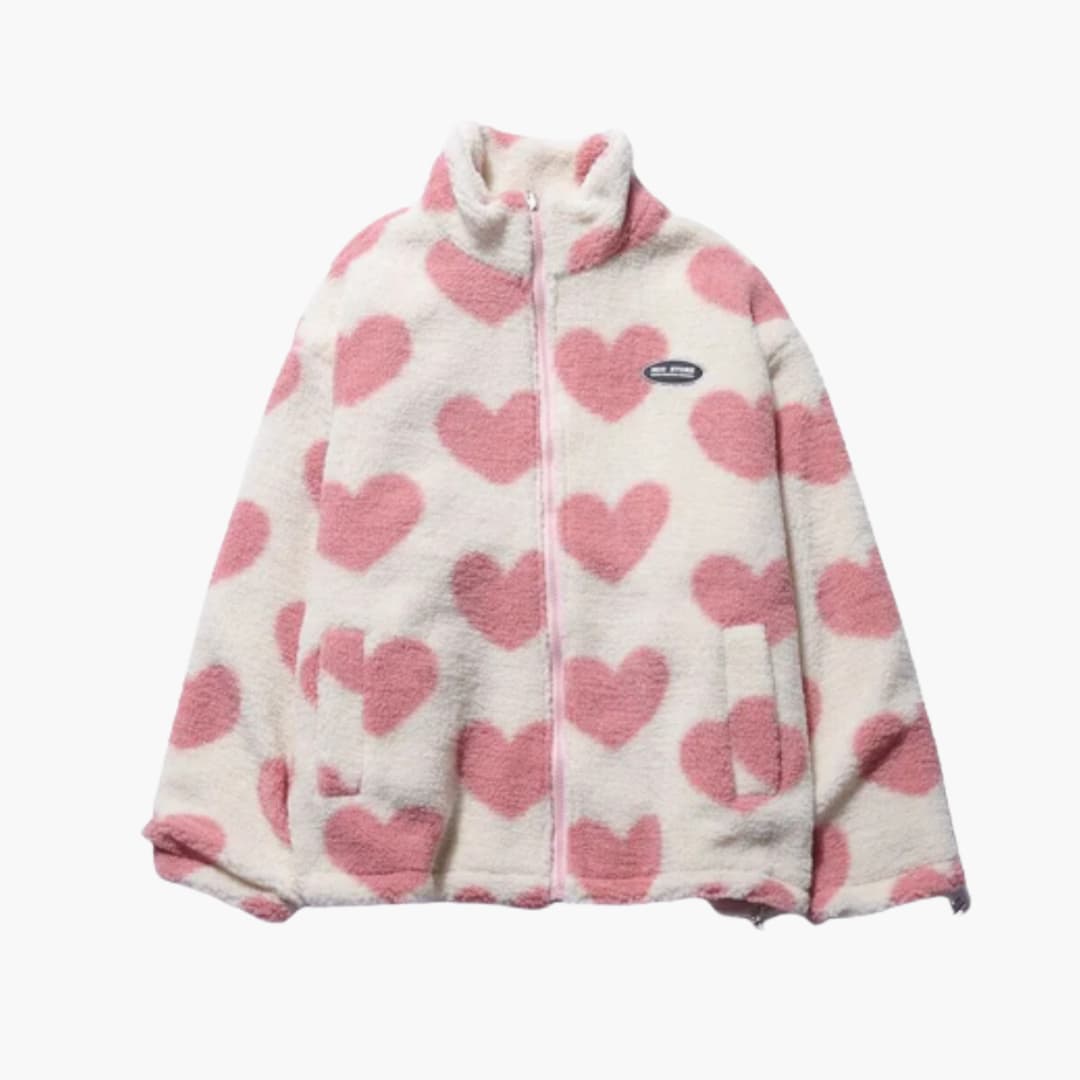 Zweiseitiger Herzprint Mantel für Damen