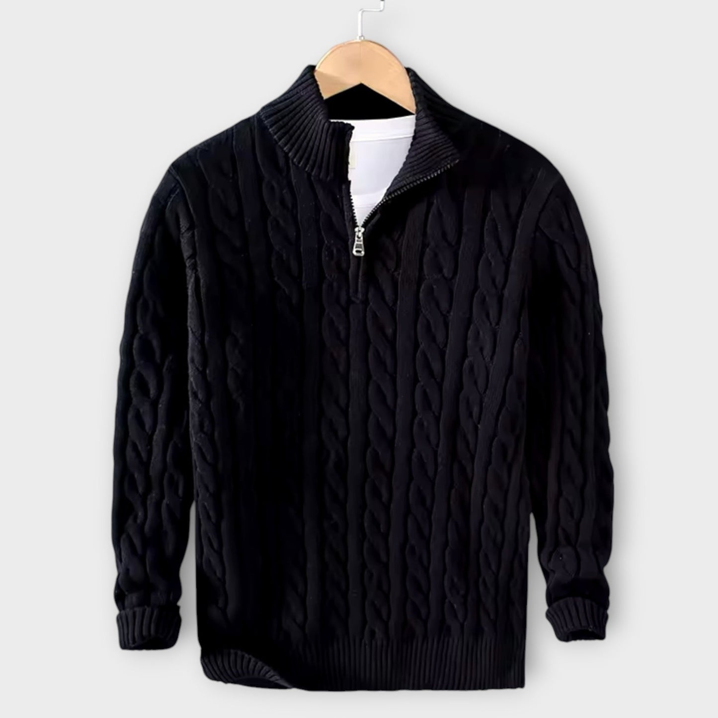 Herrenpullover mit strukturiertem Halfzip