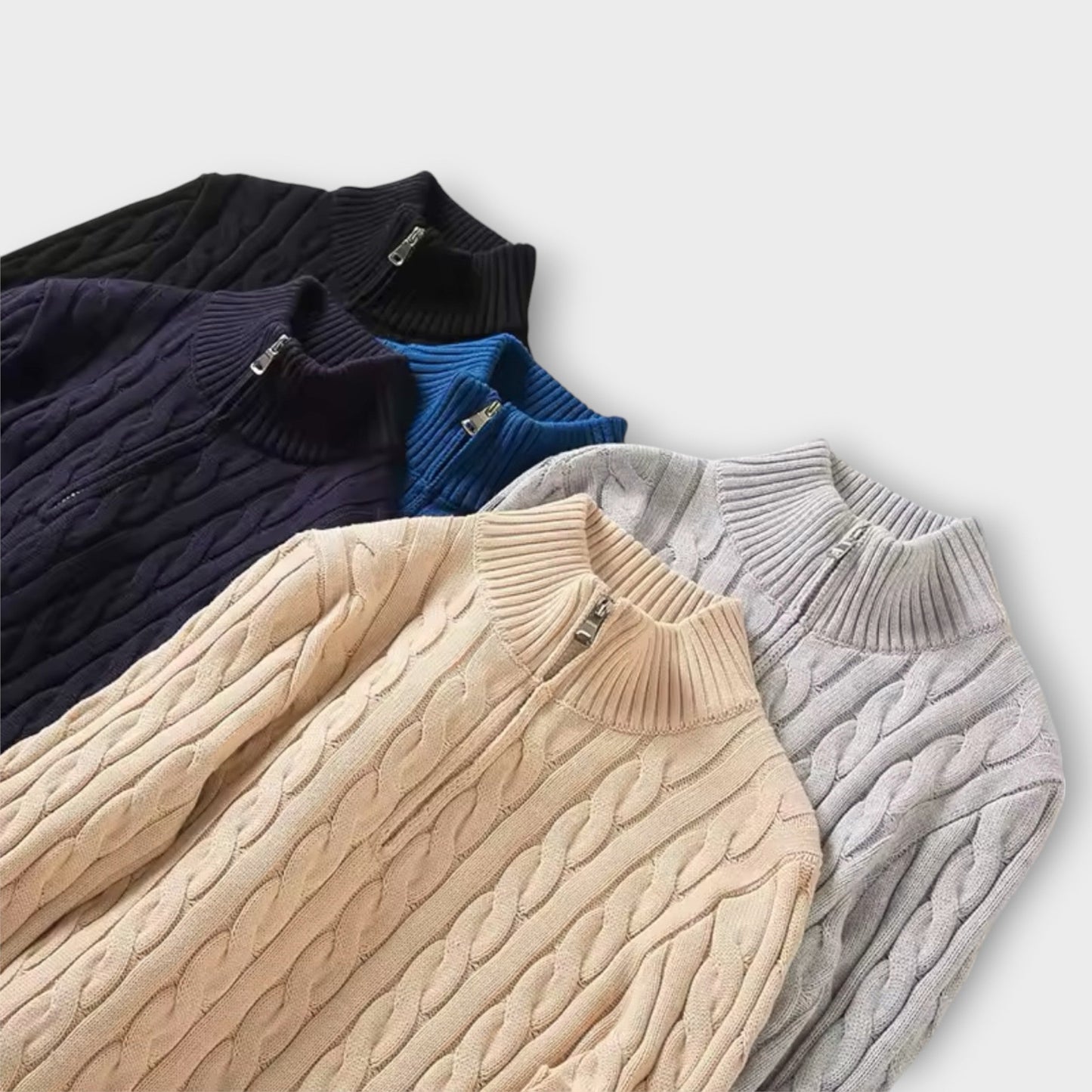 Herrenpullover mit strukturiertem Halfzip