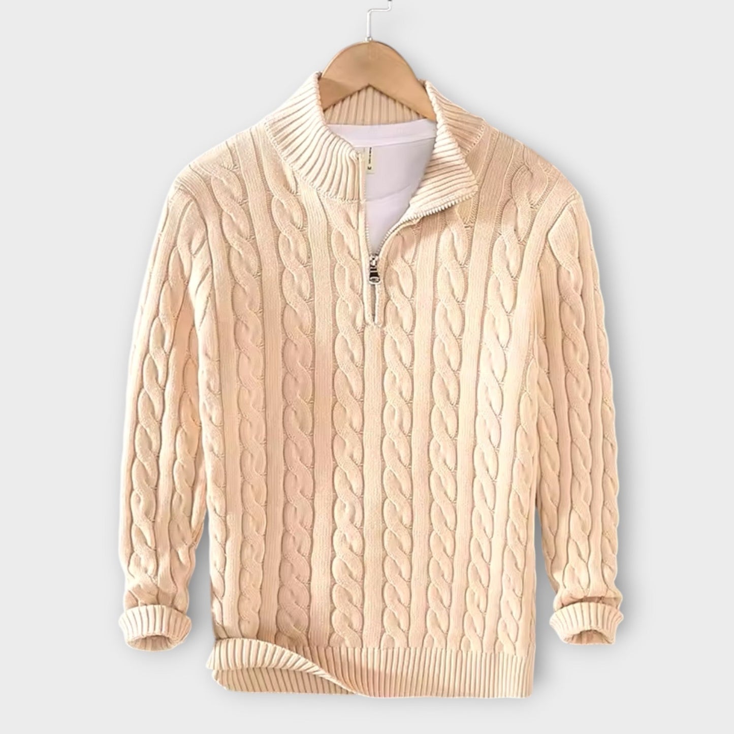 Herrenpullover mit strukturiertem Halfzip