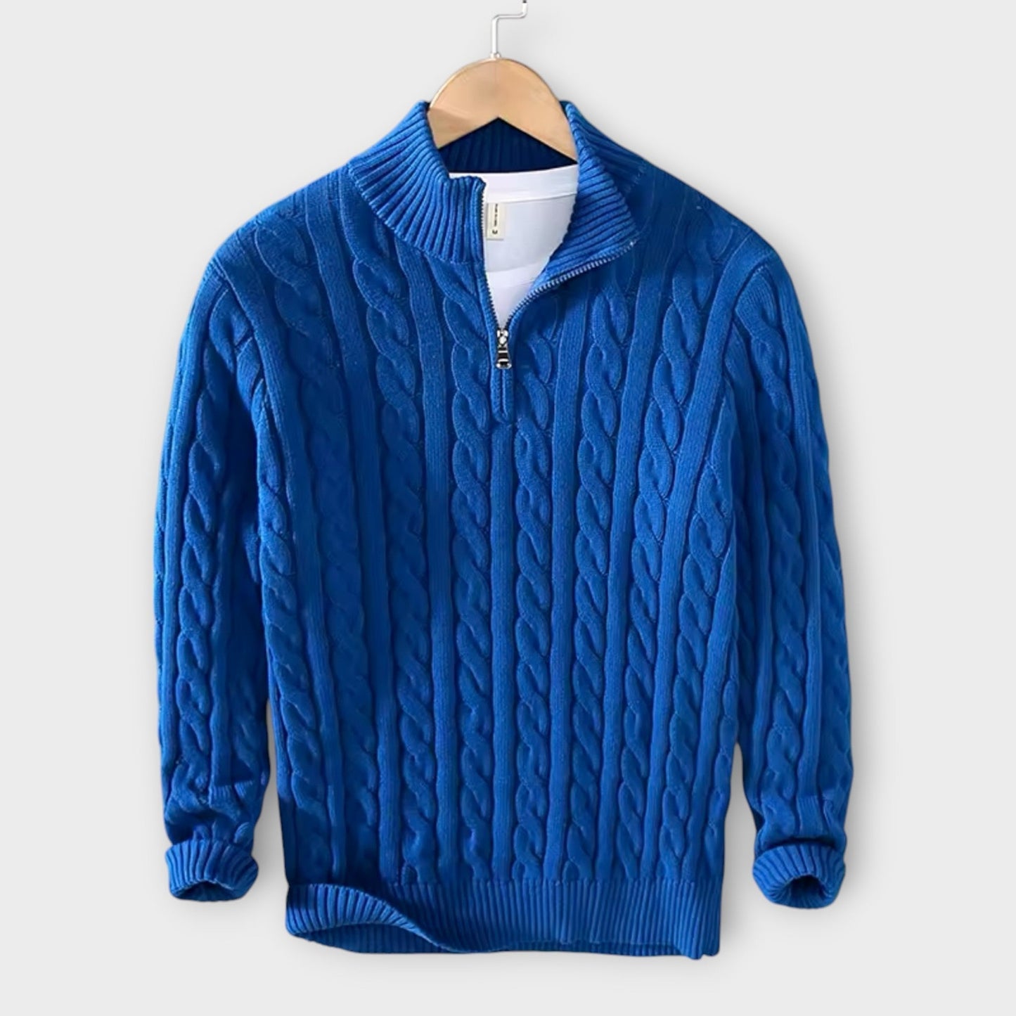 Herrenpullover mit strukturiertem Halfzip