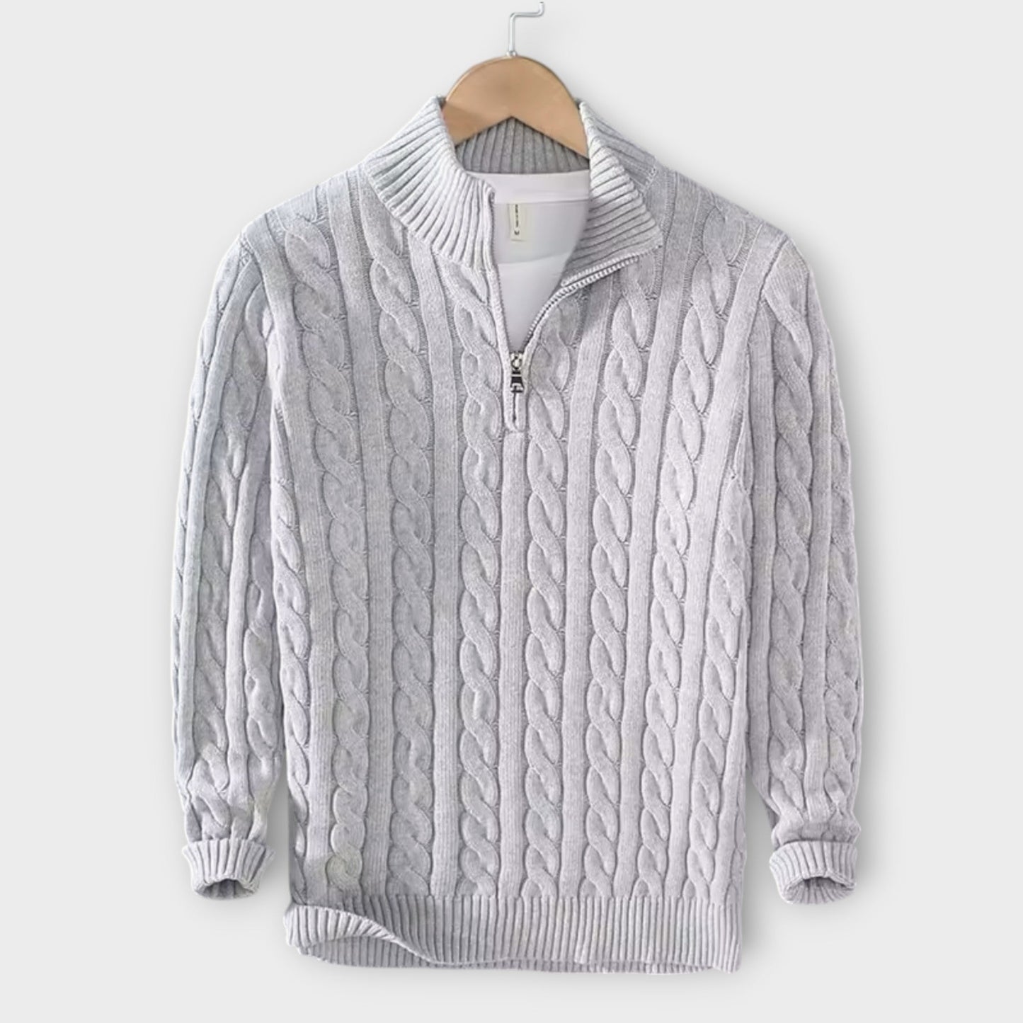 Herrenpullover mit strukturiertem Halfzip