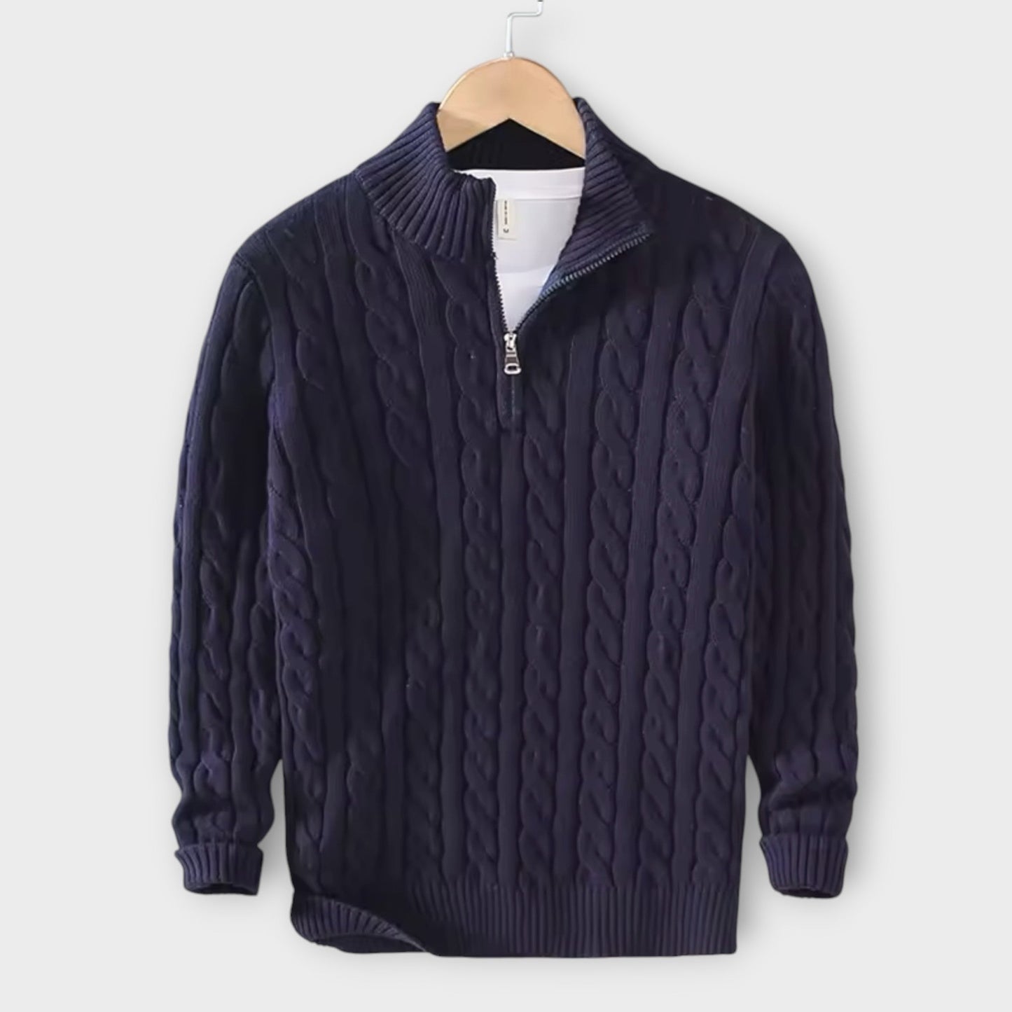 Herrenpullover mit strukturiertem Halfzip