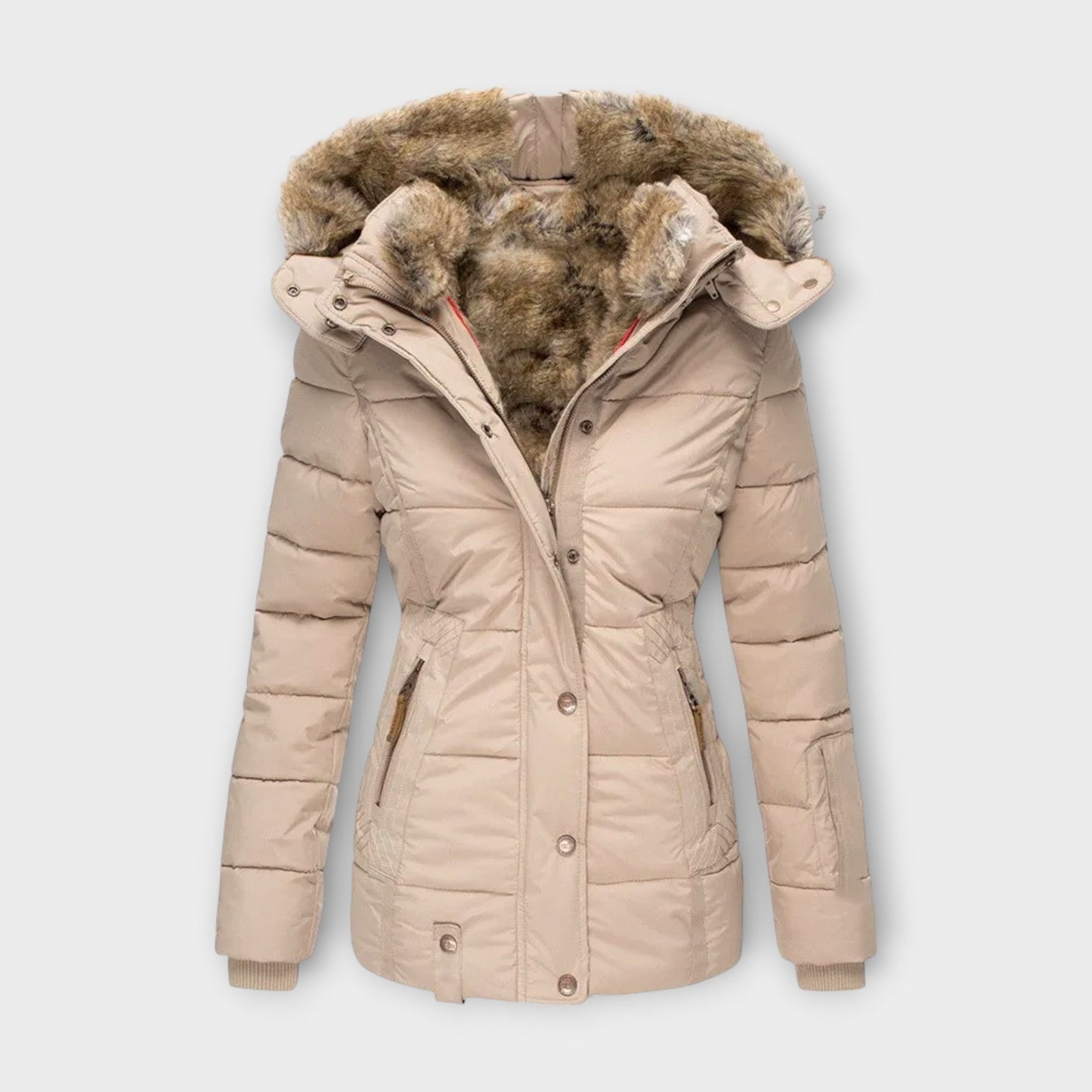 Pelzgefütterter Wintermantel für Damen