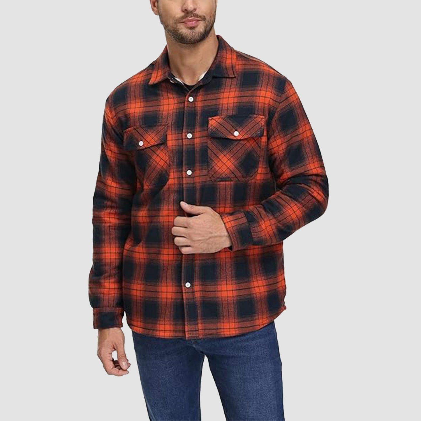 Kariertes Overshirt mit Fleece-Futter für Herren