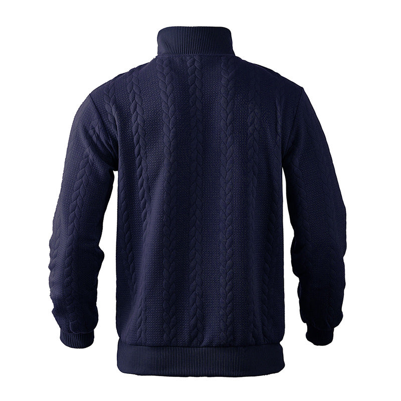 Zopfstrick Viertelreißverschluss Pullover für Herren