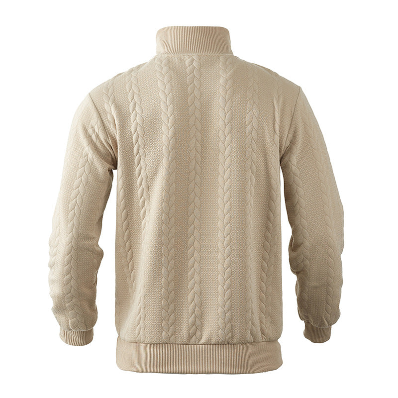 Zopfstrick Viertelreißverschluss Pullover für Herren