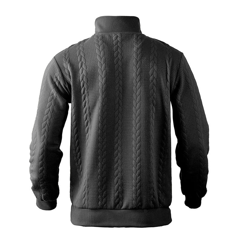 Zopfstrick Viertelreißverschluss Pullover für Herren