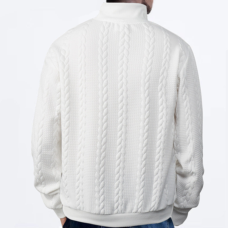 Zopfstrick Viertelreißverschluss Pullover für Herren