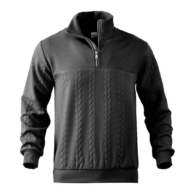 Zopfstrick Viertelreißverschluss Pullover für Herren