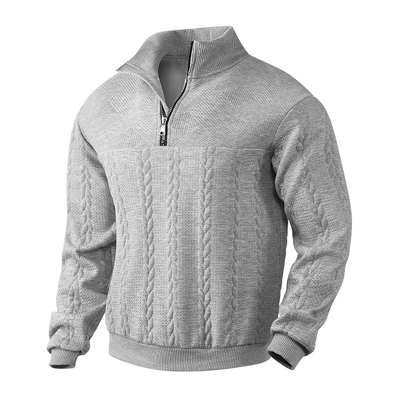 Zopfstrick Viertelreißverschluss Pullover für Herren