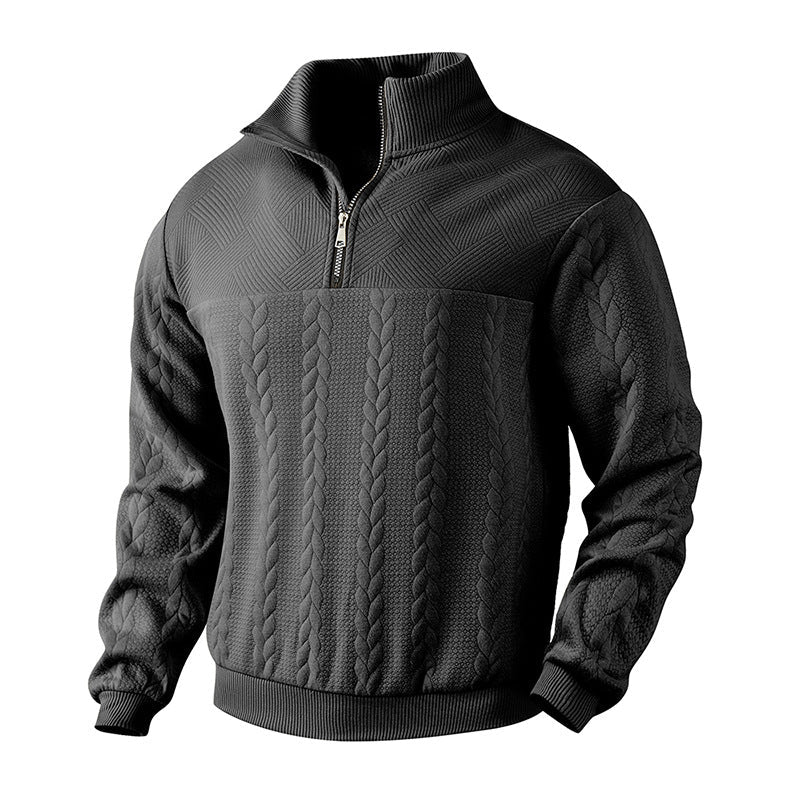 Zopfstrick Viertelreißverschluss Pullover für Herren
