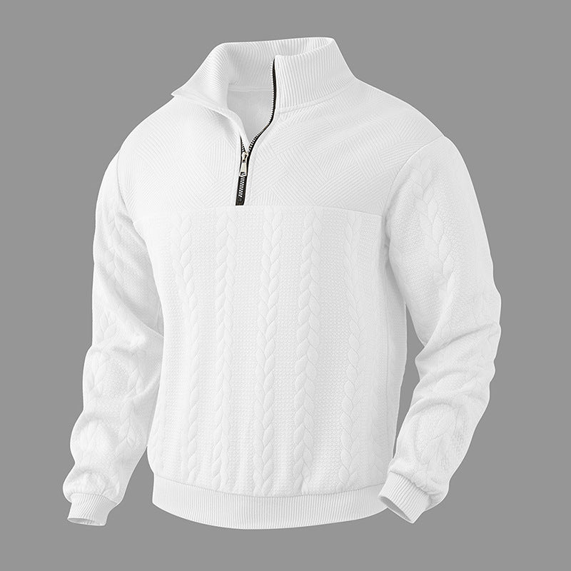 Zopfstrick Viertelreißverschluss Pullover für Herren