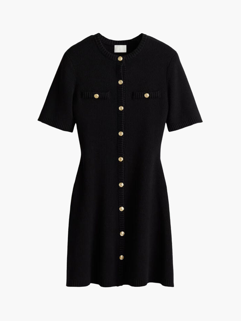 Knopfleiste Minikleid Kurzarm für Damen