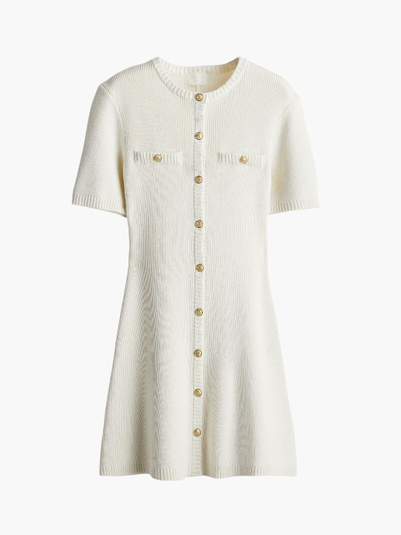 Knopfleiste Minikleid Kurzarm für Damen
