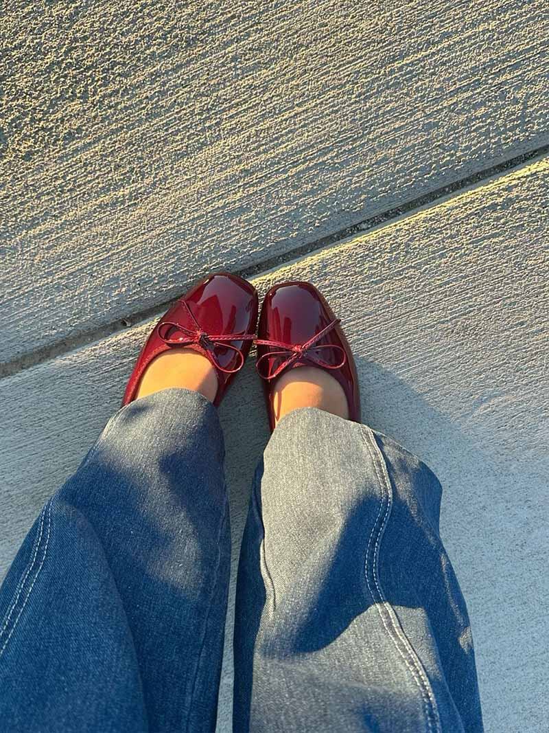 Runde Ballerinas mit Schleife für Damen
