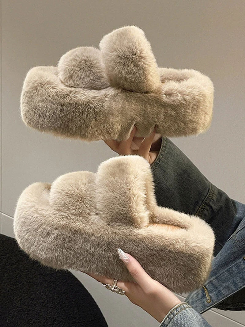 Kunstpelz Slipper für Damen