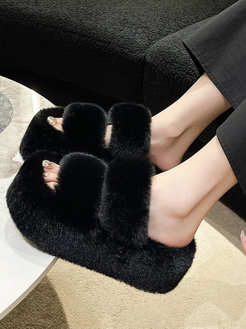 Kunstpelz Slipper für Damen