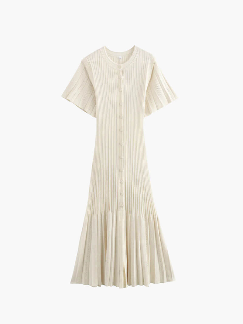 Geripptes Midikleid mit Knopfleiste für Damen