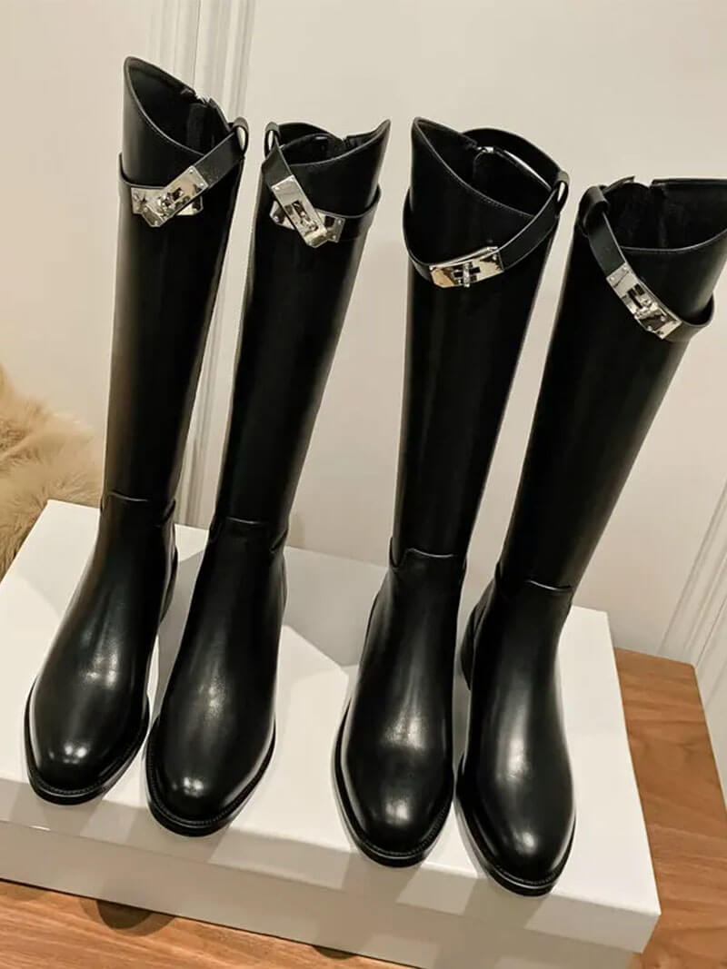 Vegan Stiefel mit Silberverschluss für Damen