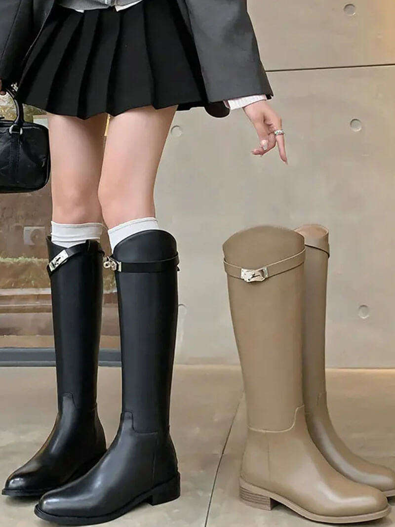 Vegan Stiefel mit Silberverschluss für Damen