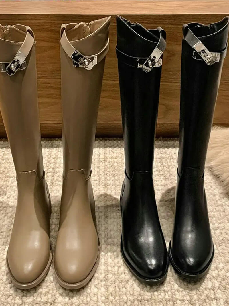 Vegan Stiefel mit Silberverschluss für Damen