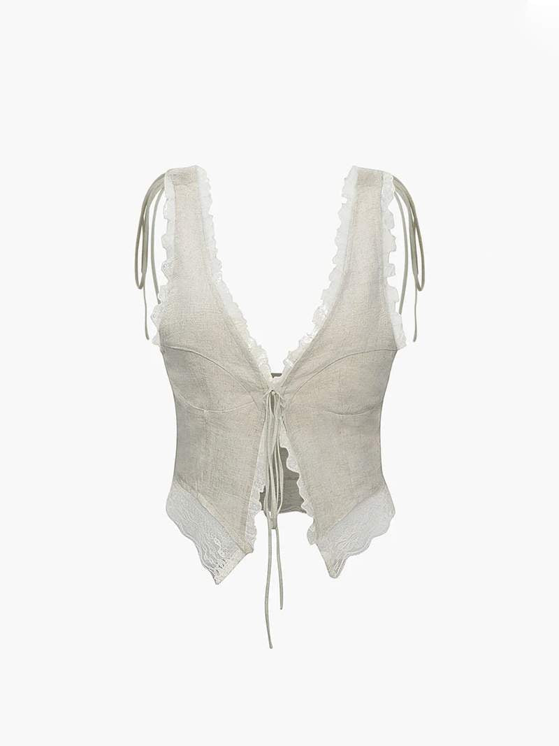 Ärmelloses Spitzentop für Damen