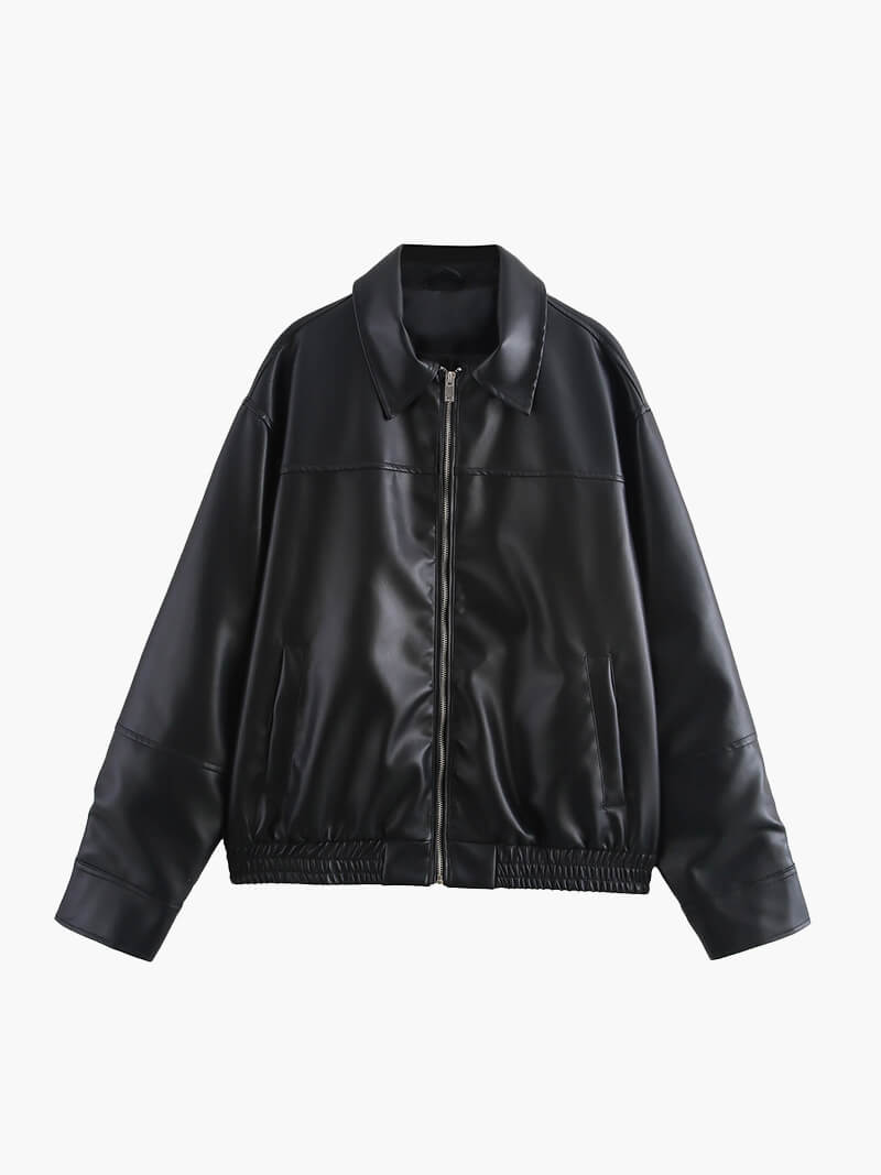 Kunstleder Reißverschlussjacke für Damen