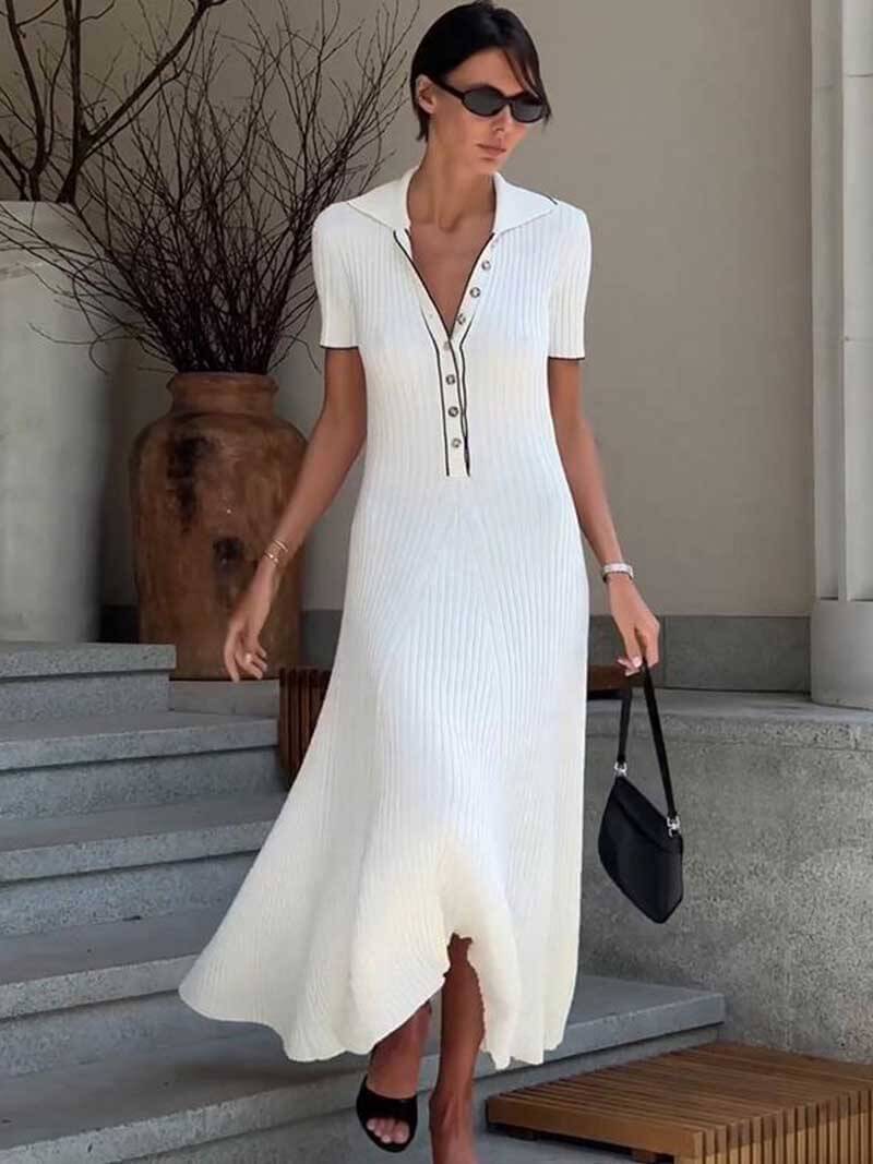 Geripptes Maxi Kleid für Damen