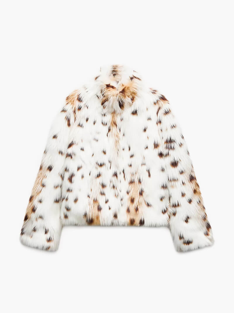Animal-Print Kunstpelzjacke für Damen