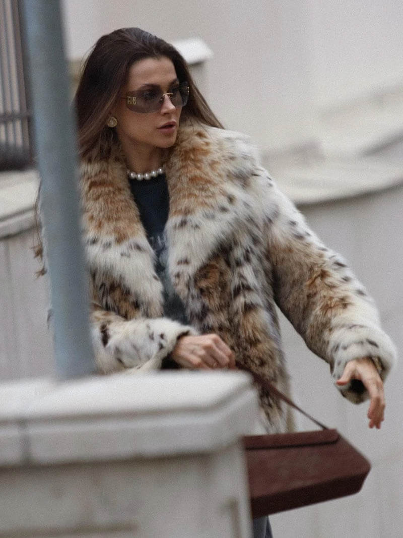 Animal-Print Kunstpelzjacke für Damen