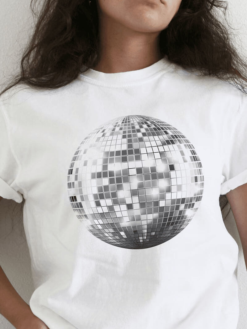 Disco-Print T-Shirt für Damen