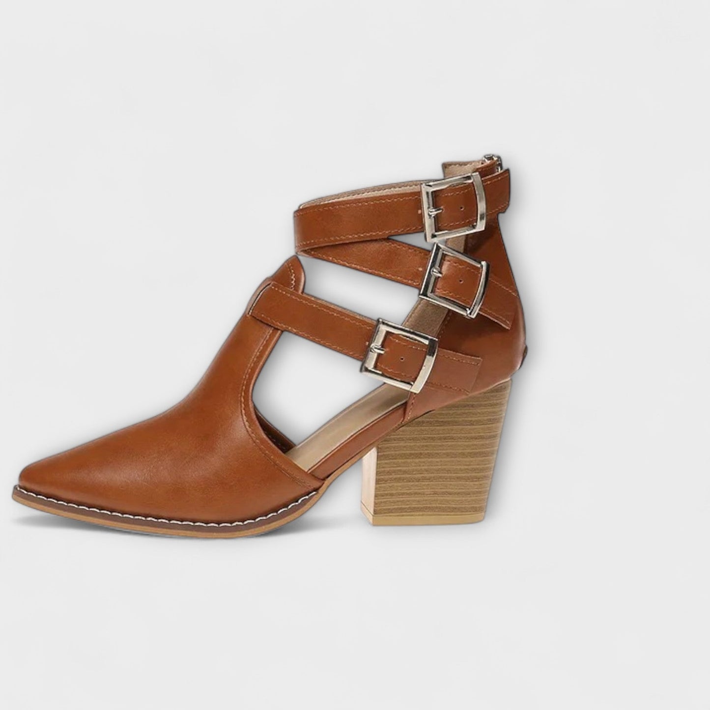 Linda - Farbige Chunky Heels mit Kreuzgurt