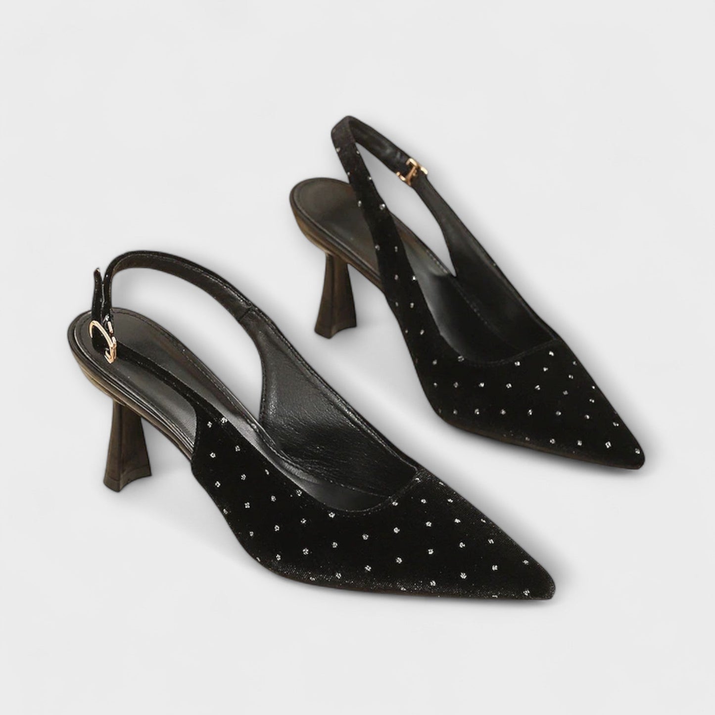 Katherine - Mit Strasssteinen besetzte spitze Slingback-Stiletto-Heels