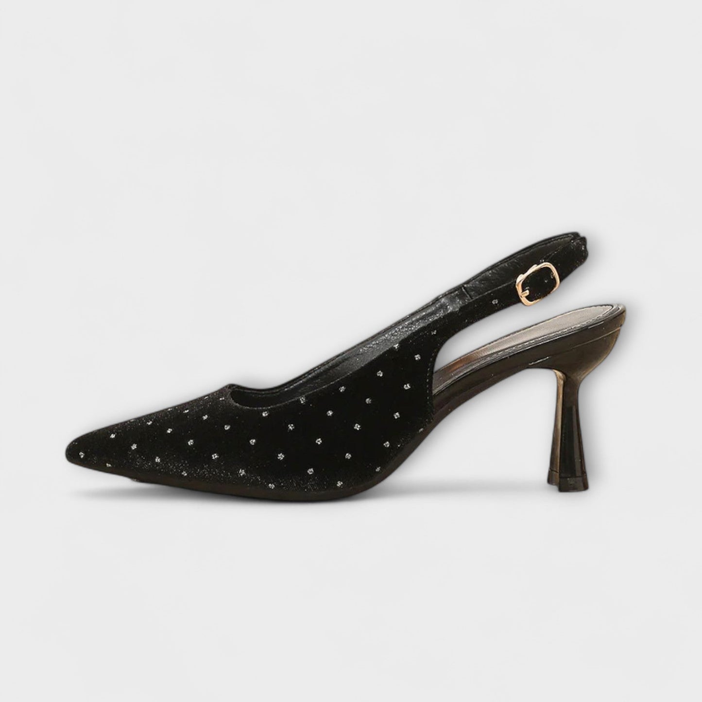 Katherine - Mit Strasssteinen besetzte spitze Slingback-Stiletto-Heels