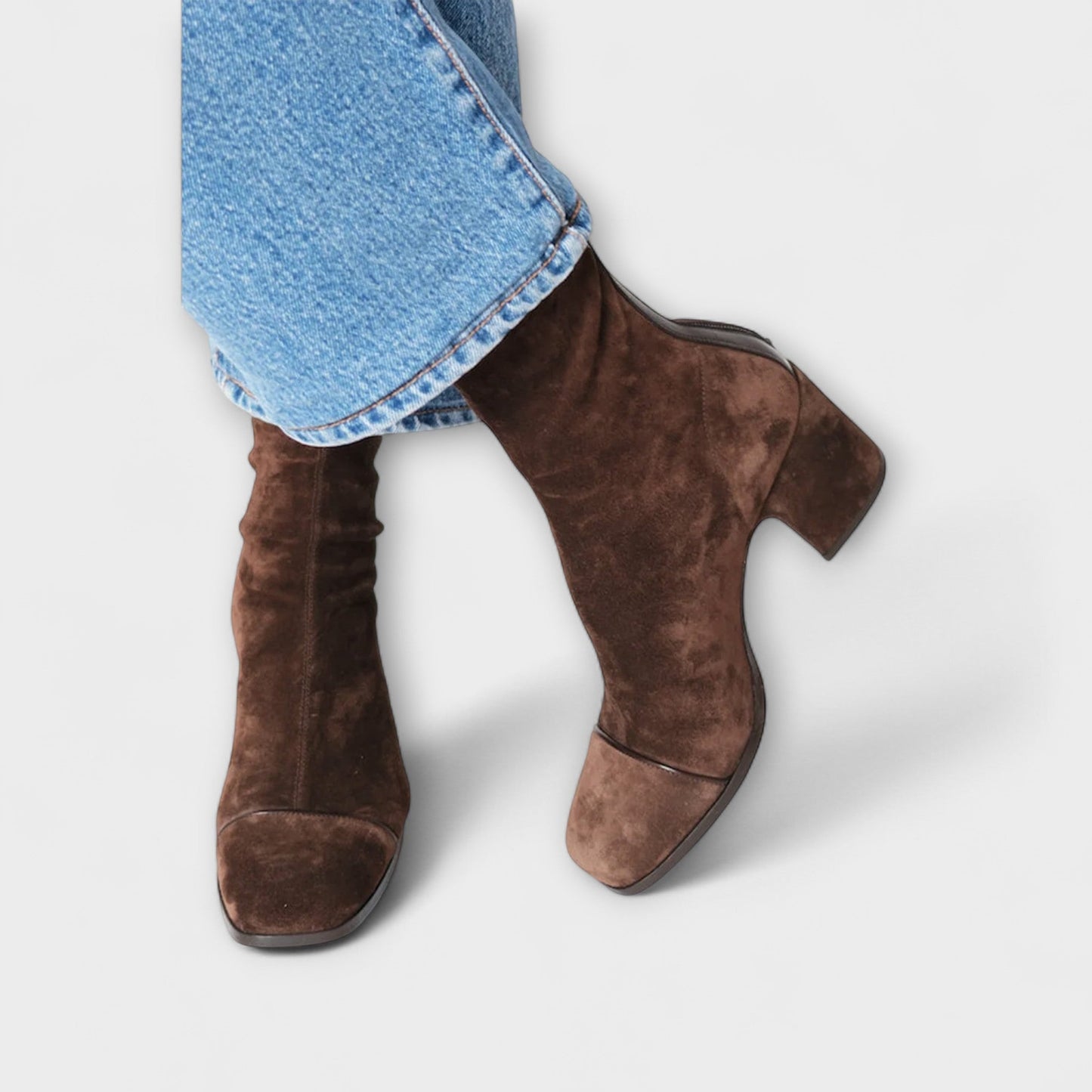 Candice - Dunkelbraune Stiefel mit klobigem Absatz