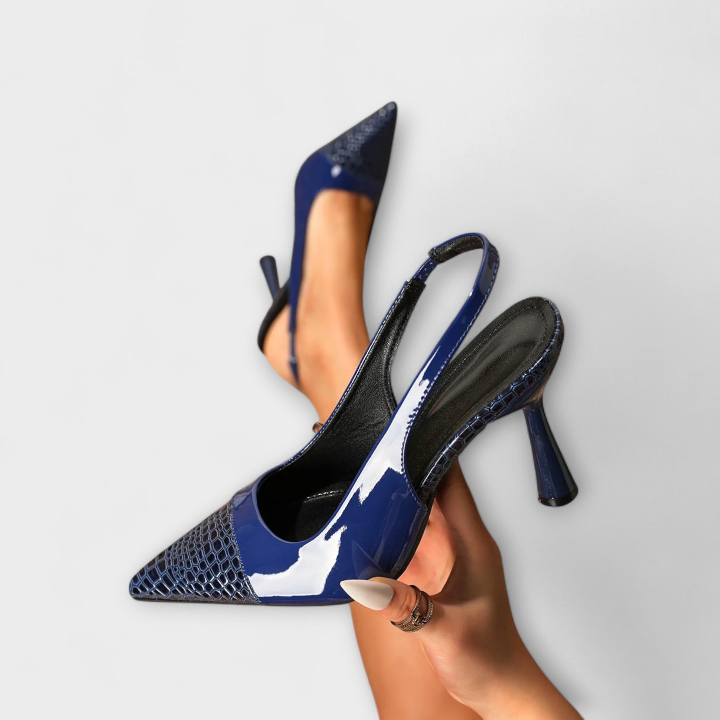 Georgia - Slingback-Stiletto-Heels mit Krokodilprägung