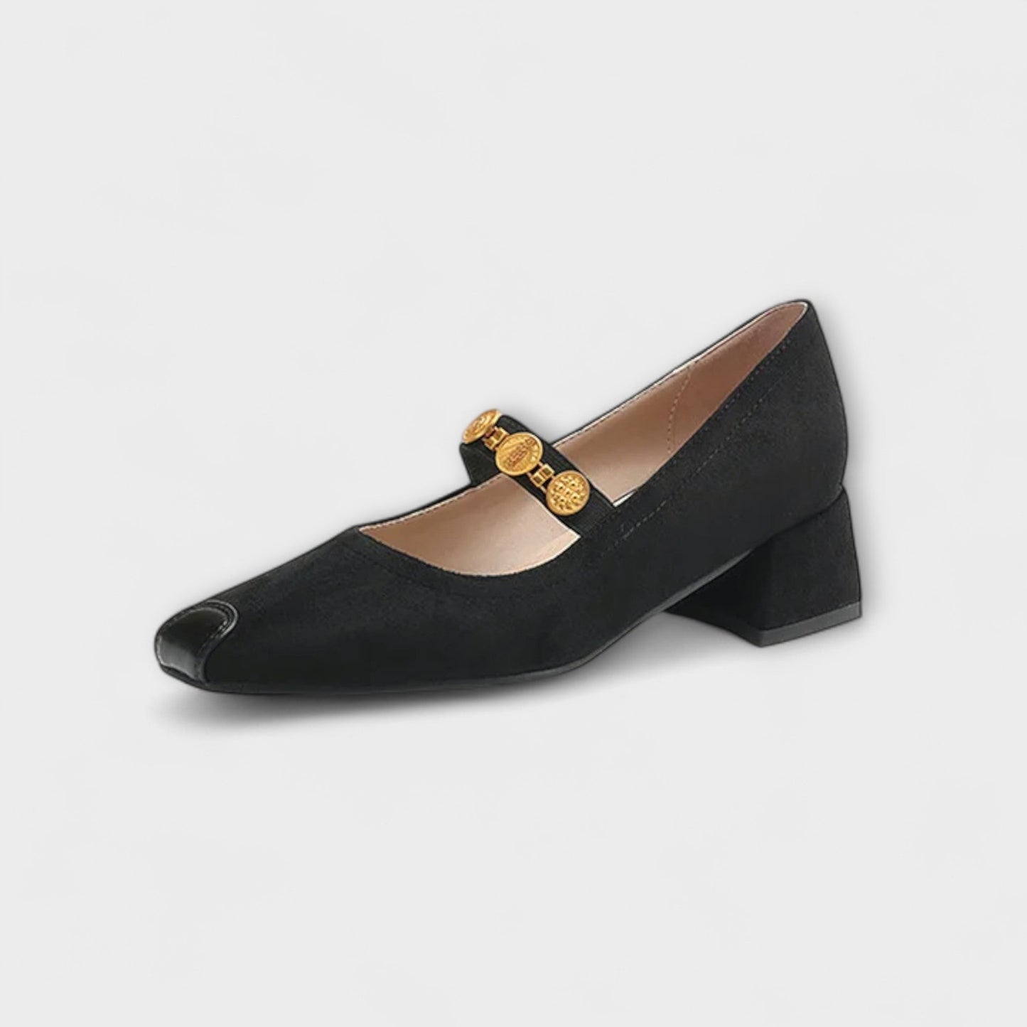 Eleanor - Klobige Absätze mit Metallmünze