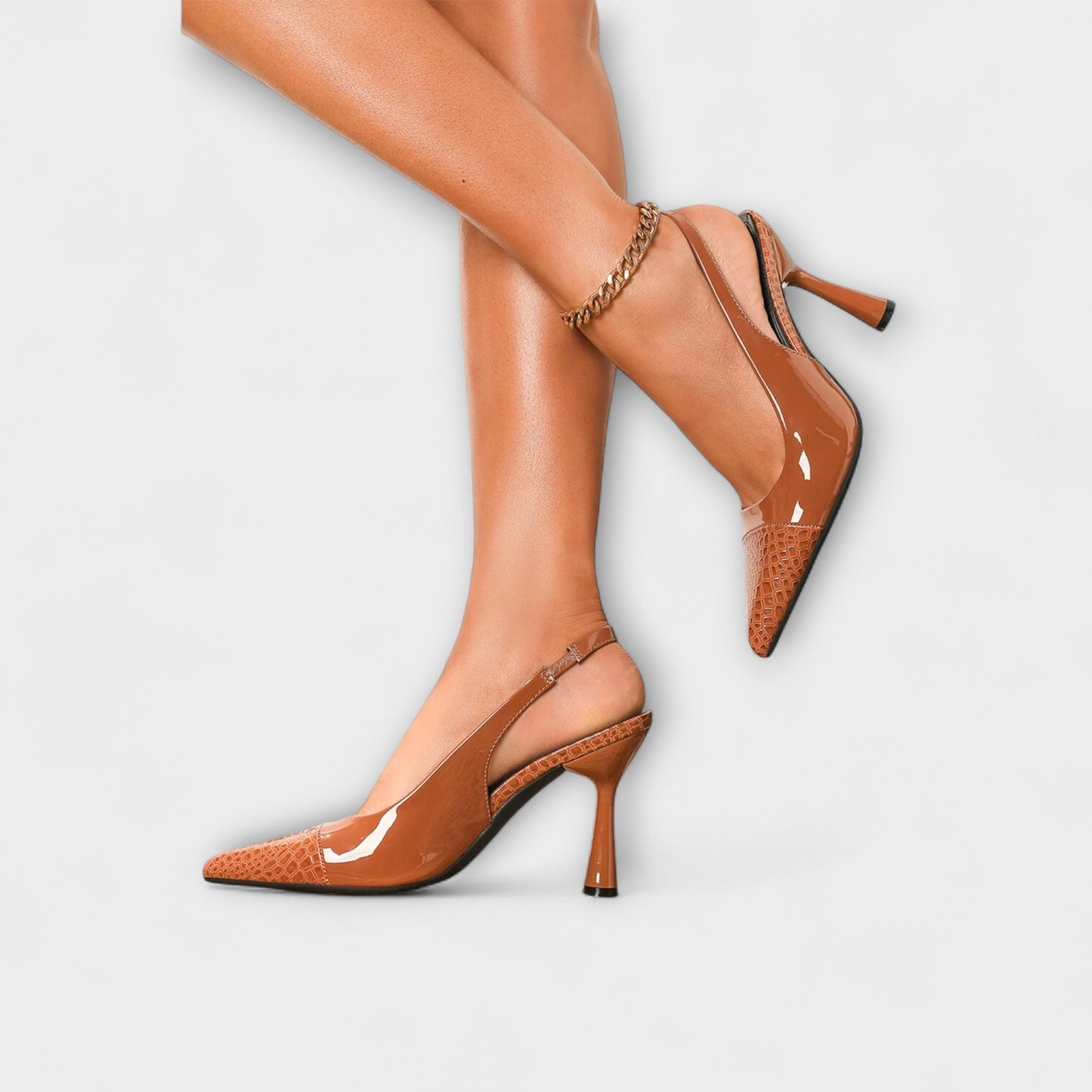 Georgia - Slingback-Stiletto-Heels mit Krokodilprägung
