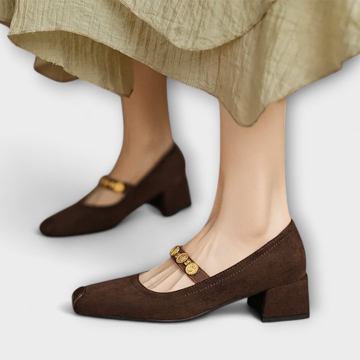 Eleanor - Klobige Absätze mit Metallmünze