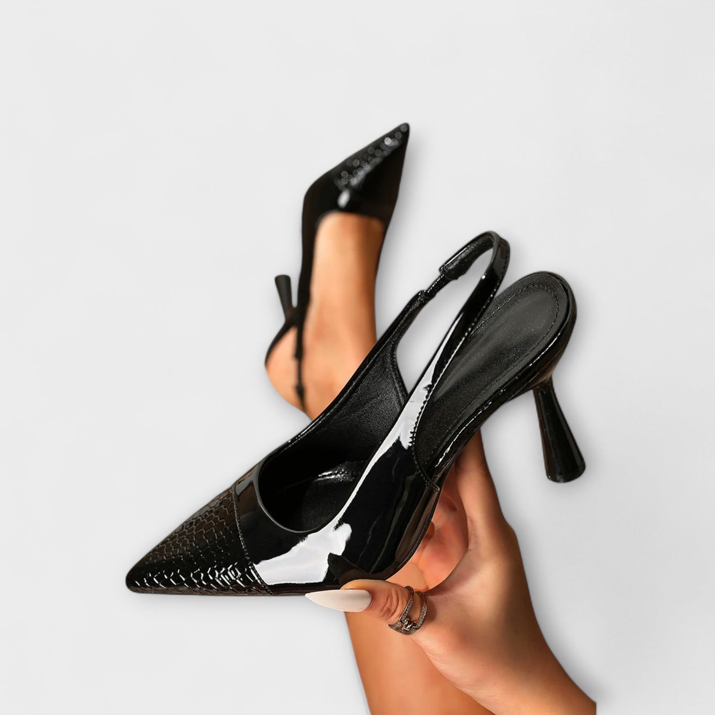 Georgia - Slingback-Stiletto-Heels mit Krokodilprägung