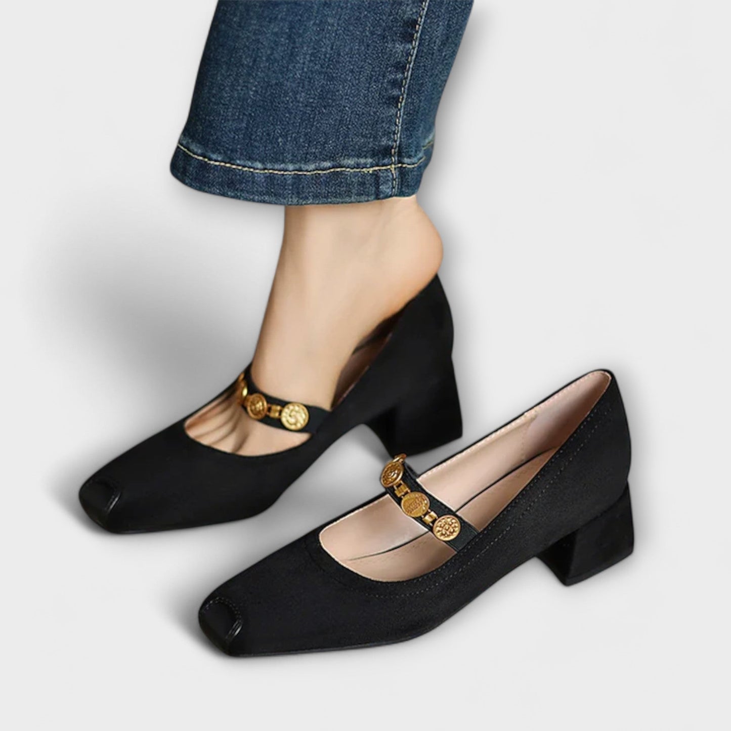 Eleanor - Klobige Absätze mit Metallmünze