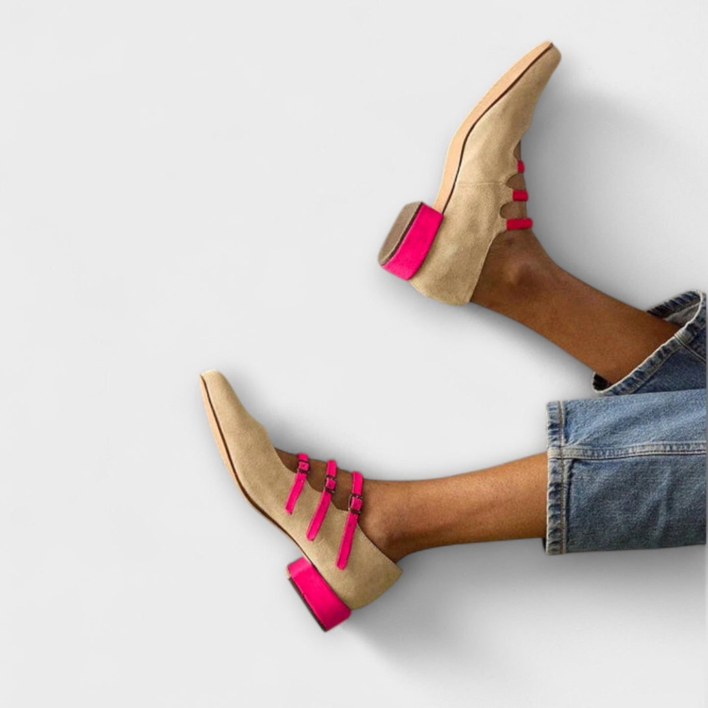Ella - Beigefarbene Schuhe mit niedrigen Absätzen