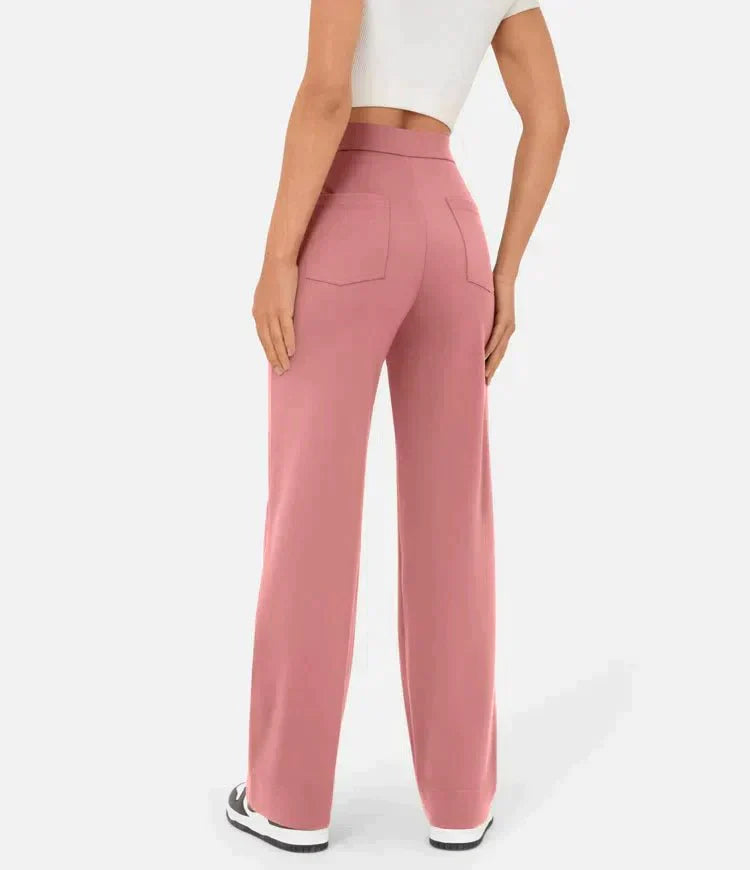 High-Waist Freizeithose mit Knöpfen für Damen